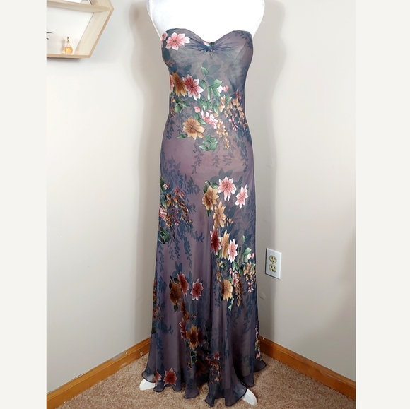Rare Constance Mccardle Silk Floral Strapless Gown - Picture 2 of 12